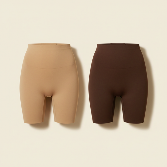 Pack Duo AS SCULPT™ avec deux culottes sculptantes taille haute, beige et marron