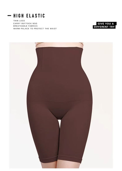 Shorty sculptant taille haute brun, vue de face